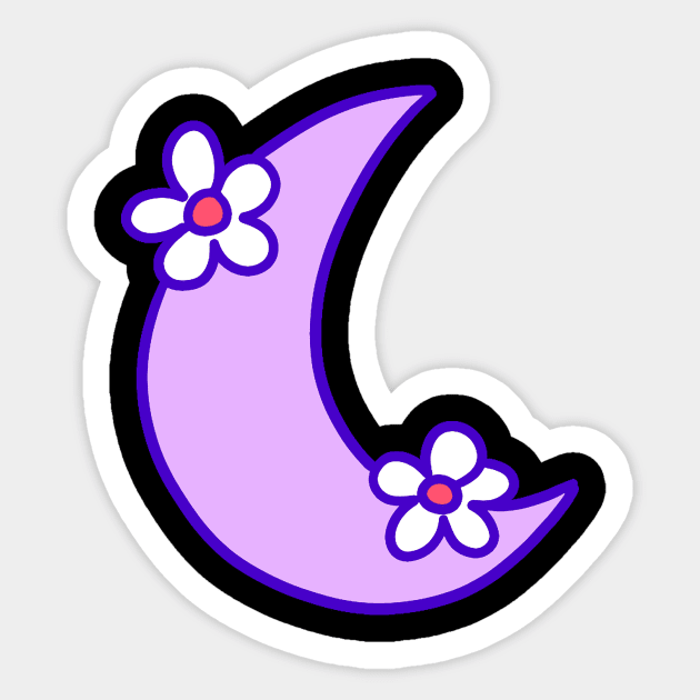 Flowery Purple Moon Sticker by saradaboru